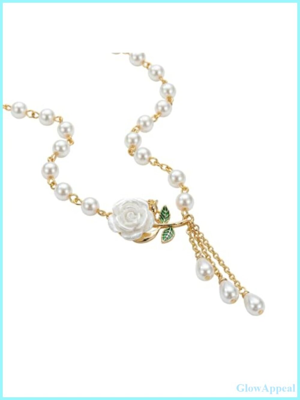 Pearl Bead Cross Pendant Necklace with Crystal Accents